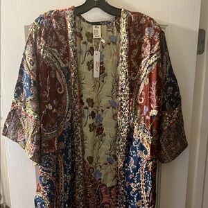 Raj Multicolor Floral & Paisley Kimono - Blue, Brown, Cream